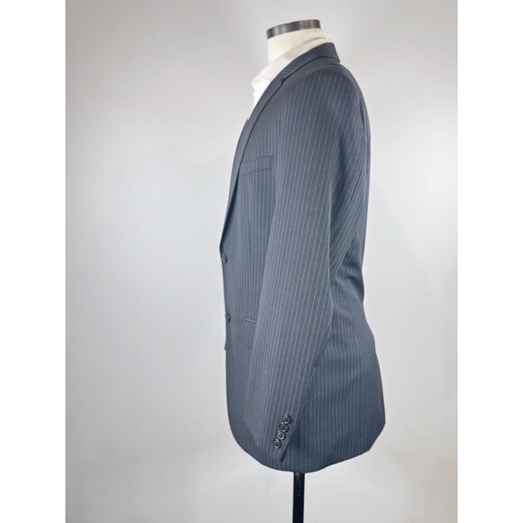 HUGO BOSS Mens Blazer Gray Pinstripe Two Button Sport Coat Suit Jacket Slim 40L - Picture 5 of 9